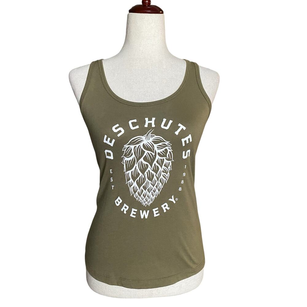 Deschutes Brewery Bend Oregon Tank Top Shirt Womens XS Green Hops PNW Beer